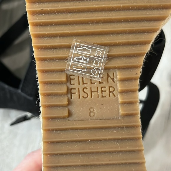 Eileen Fisher Wali Espadrille Wedge Sandals Leather Nubuck Black NEW Womens 8 - Picture 13 of 13